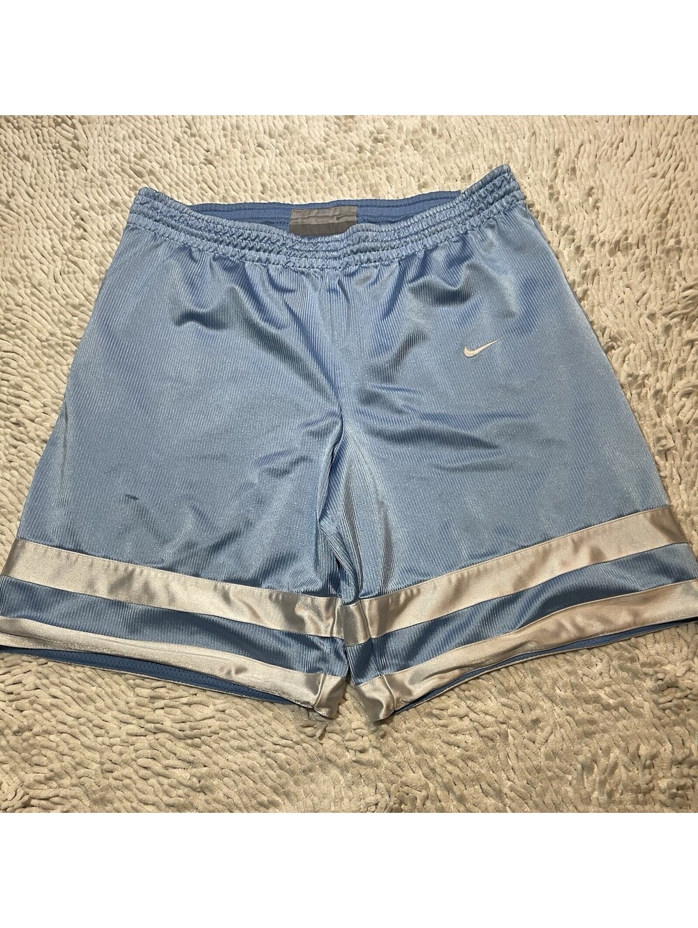 Vintage Nike Shorts Mens 2XL Blue Dazzle Shimmer Basketball Baggy Mesh Y2K Logo